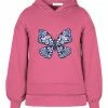 Discount 🤩 Trend Blossoms Hot Pink & Blue Butterfly Puff-Sleeve Hoodie - 👧 Girls 🎁
