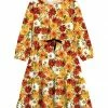 Cheap 🥰 Trend Blossoms Light Orange & Rust Red Floral Bow-Accent Ruffle-Hem A-Line 👗 Dress - 👧 Girls ✔️ -Trend Blossoms-shop zu109579551 main tm1665498064