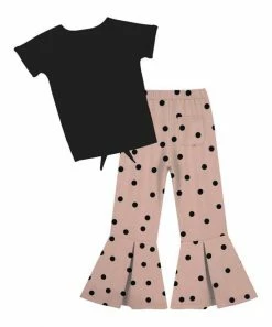 Buy 🛒 Trend Blossoms Black Knot-Front Top & Pink Polka Dot Flare Pants - 👧 Girls 🔔 -Trend Blossoms-shop zu109673956 alt 1 tm1665688809