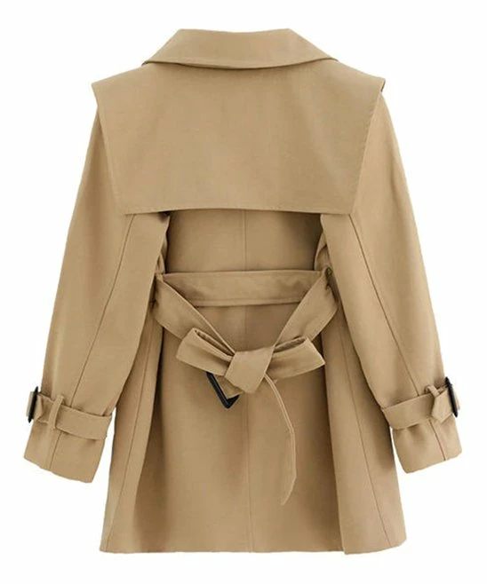 Outlet โ Trend Blossoms Khaki Double-Breasted Belted Trench ๐งฅ Coat - ๐ง Girls ๐ฅ 4 Outlet โ Trend Blossoms Khaki Double-Breasted Belted Trench ๐งฅ Coat - ๐ง Girls ๐ฅ - Image 2