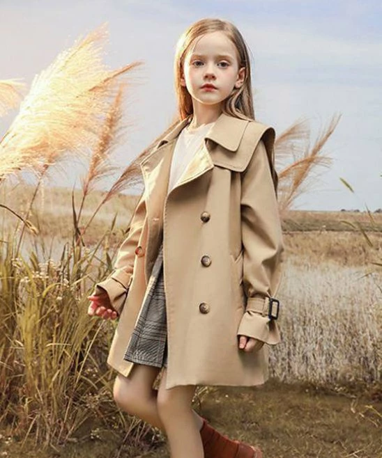 Outlet โ Trend Blossoms Khaki Double-Breasted Belted Trench ๐งฅ Coat - ๐ง Girls ๐ฅ 5 Outlet โ Trend Blossoms Khaki Double-Breasted Belted Trench ๐งฅ Coat - ๐ง Girls ๐ฅ - Image 3