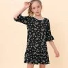 Buy 🎉 Trend Blossoms Black & Cream Floral Paisley Bell-Sleeve Ruffle-Hem Shift 👗 Dress - 👧 Girls 😉 -Trend Blossoms-shop zu109736916 main tm1665749096