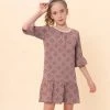 Cheap 🥰 Trend Blossoms Dusty Rose Geometric Bell-Sleeve Ruffle-Hem Shift 👗 Dress - 👧 Girls ✔️ -Trend Blossoms-shop zu109737030 main tm1665749096