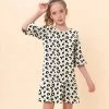 Deals 🛒 Trend Blossoms Cream & Black Leopard Bell-Sleeve Ruffle-Hem Shift 👗 Dress - 👧 Girls 😍 -Trend Blossoms-shop zu109743618 main tm1665749096