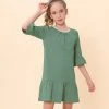 Deals 🎁 Trend Blossoms Light Green Crinkle Bell-Sleeve Ruffle-Hem Shift 👗 Dress - 👧 Girls 🎉 -Trend Blossoms-shop zu109743623 main tm1665749096