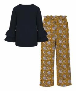 Cheap โ Trend Blossoms Dark Navy Long-Sleeve Top & Dark Mustard Floral Wide-Leg Pants - ๐ง Girls ๐ 7 Cheap โ Trend Blossoms Dark Navy Long-Sleeve Top & Dark Mustard Floral Wide-Leg Pants - ๐ง Girls ๐ -Trend Blossoms-shop zu109777278 alt 5 tm1666207210