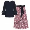 Wholesale 👏 Trend Blossoms Dark Navy Long-Sleeve Top & Dusty Rose Floral Bow-Accent Maxi 👗 Skirt - 👧 Girls 😍 -Trend Blossoms-shop zu109785482 main tm1666207210