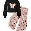 Deals 😍 Trend Blossoms Black Butterfly Puff-Sleeve Top & Pink Polka Dot Wide-Leg Pants - 👧 Girls 🔔 -Trend Blossoms-shop zu109785488 main tm1666207210