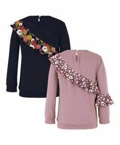 Promo ⭐ Trend Blossoms Dark Navy & Dusty Pink Leopard Ruffle-Accent Long Sleeve Top Set - 👧 Girls ⌛ -Trend Blossoms-shop zu109785575 alt 5 tm1666207210