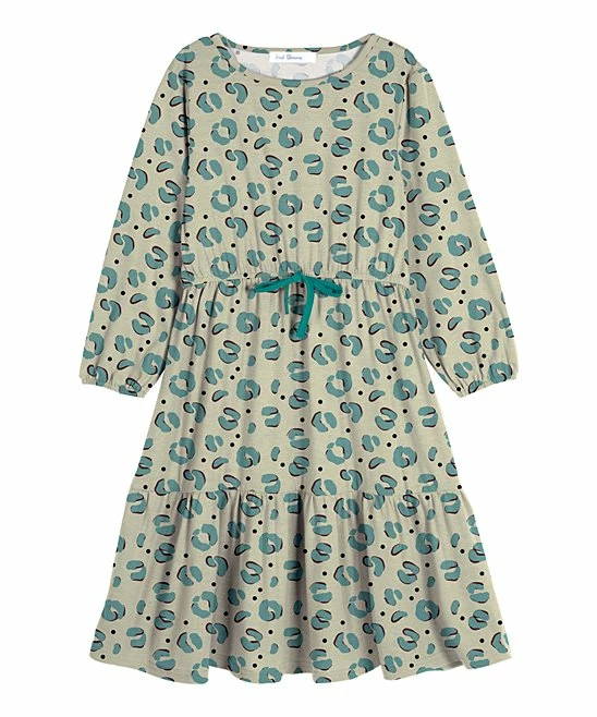 Best deal 👏 Trend Blossoms Sage Green & Dusty Teal Leopard Ruffle-Accent A-Line 👗 Dress - 👧 Girls 🎉 3 Best deal 👏 Trend Blossoms Sage Green & Dusty Teal Leopard Ruffle-Accent A-Line 👗 Dress - 👧 Girls 🎉