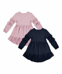 Best Sale 🛒 Trend Blossoms Dusty Pink & Navy Waffle-Knit Hi-Low Tunic Set - 👧 Girls 🔔 -Trend Blossoms-shop zu109824457 alt 2 tm1666272112