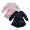 Best Sale 🛒 Trend Blossoms Dusty Pink & Navy Waffle-Knit Hi-Low Tunic Set - 👧 Girls 🔔