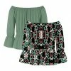 Buy ✔️ Trend Blossoms Light Green & Light Teal Animal-Print Bow Off-Shoulder Top Set - 👧 Girls 😉 -Trend Blossoms-shop zu109824460 main tm1666272112