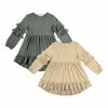 Best Sale 🎁 Trend Blossoms Cream & Dark Green Waffle-Knit Hi-Low Tunic Set - 👧 Girls 🛒 -Trend Blossoms-shop zu109824461 main tm1666272112