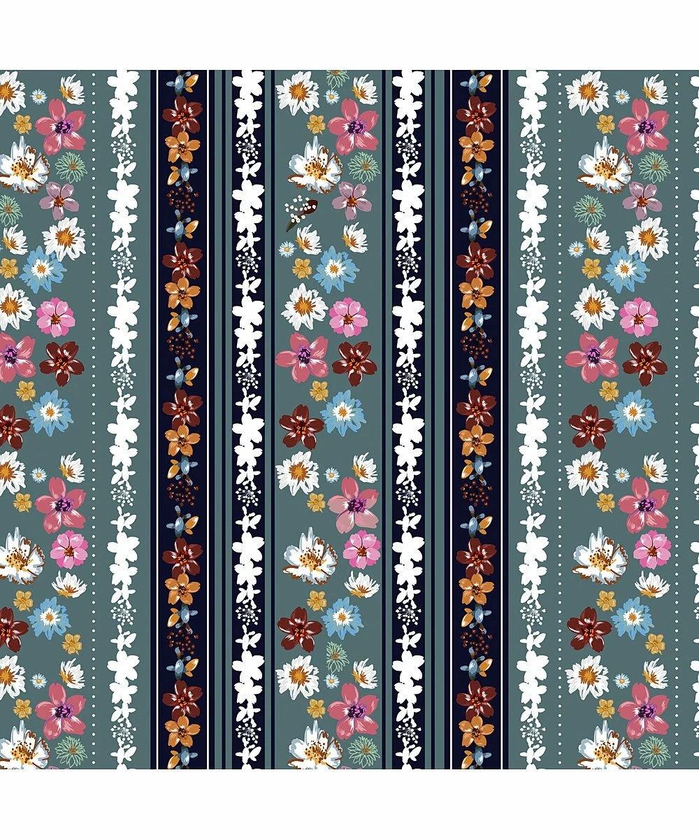 Coupon 😍 Trend Blossoms Dusty Teal & Pink Floral Stripe Ruffle-Accent A-Line 👗 Dress - 👧 Girls 🎉 5 Coupon 😍 Trend Blossoms Dusty Teal & Pink Floral Stripe Ruffle-Accent A-Line 👗 Dress - 👧 Girls 🎉 - Image 3