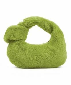 Hot Sale 💯 Trend Blossoms Light Olive Green Faux-Fur Shoulder Bag 🛒