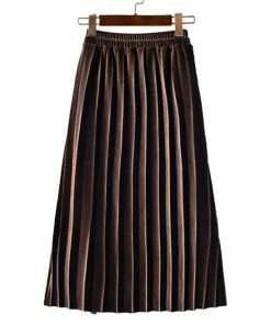 Flash Sale ❤️ Trend Blossoms Brown Velvet Pleated Maxi 👗 Skirt - 👧 Girls 🥰 -Trend Blossoms-shop zu109855360 alt 1 tm1666453664