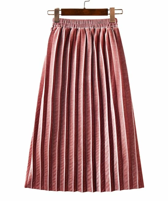 Best deal 👏 Trend Blossoms Pink Velvet Pleated Maxi 👗 Skirt - 👧 Girls ✨ 4 Best deal 👏 Trend Blossoms Pink Velvet Pleated Maxi 👗 Skirt - 👧 Girls ✨ - Image 2