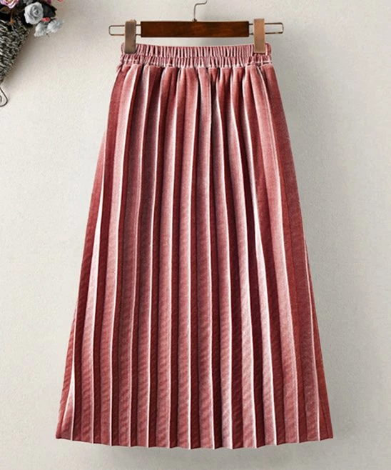 Best deal 👏 Trend Blossoms Pink Velvet Pleated Maxi 👗 Skirt - 👧 Girls ✨ 3 Best deal 👏 Trend Blossoms Pink Velvet Pleated Maxi 👗 Skirt - 👧 Girls ✨