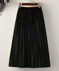 Cheap ⭐ Trend Blossoms Black Velvet Pleated Maxi 👗 Skirt - 👧 Girls 🥰