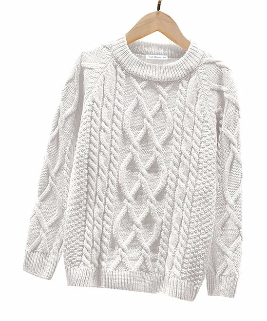 Cheap 🛒 Trend Blossoms White Cable-Knit Raglan Crewneck Sweater - 👧 Girls 🥰 4 Cheap 🛒 Trend Blossoms White Cable-Knit Raglan Crewneck Sweater - 👧 Girls 🥰 - Image 2