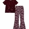 Cheap ๐คฉ Trend Blossoms Burgundy Velvet Knot-Front Top & Floral Paisley Flare Pants - ๐ง Girls ๐ 1 Cheap ๐คฉ Trend Blossoms Burgundy Velvet Knot-Front Top & Floral Paisley Flare Pants - ๐ง Girls ๐ -Trend Blossoms-shop zu109879919 main tm1666453664