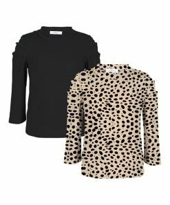 Flash Sale 🤩 Trend Blossoms Light Tan & Black Animal-Print Puff-Sleeve Top Set - 👧 Girls 🌟