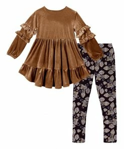 New 🔔 Trend Blossoms Cinnamon Velvet Ruffle Hi-Low Tunic & Floral Paisley Leggings - 👧 Girls ⭐ -Trend Blossoms-shop zu109886609 alt 2 tm1666453664