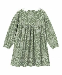 Deals 🥰 Trend Blossoms Sage Green & White Floral Paisley Lace-Collar Babydoll 👗 Dress - 👧 Girls ✔️ -Trend Blossoms-shop zu109886623 alt 2 tm1666453664