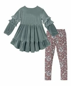 Hot Sale ๐งจ Trend Blossoms Dusty Blue Velvet Ruffle Hi-Low Tunic & Dusty Rose Floral Leggings - ๐ง Girls ๐งจ 7 Hot Sale ๐งจ Trend Blossoms Dusty Blue Velvet Ruffle Hi-Low Tunic & Dusty Rose Floral Leggings - ๐ง Girls ๐งจ -Trend Blossoms-shop zu110256067 alt 2 tm1667827434