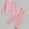Best Sale 👏 Trend Blossoms Pink Fleece Drop-Shoulder Long-Sleeve Top & Joggers - 👧 Girls ⌛ -Trend Blossoms-shop zu110256074 main tm1667827434