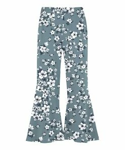 New 🎉 Trend Blossoms Dusty Blue & White Floral Flare Pants - 👧 Girls ⌛