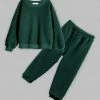 Budget 🥰 Trend Blossoms Dark Green Fleece Drop-Shoulder Long-Sleeve Top & Joggers - 👧 Girls ⌛ -Trend Blossoms-shop zu110264658 main tm1667827434