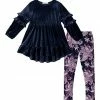 Budget ⭐ Trend Blossoms Navy Velvet Ruffle Hi-Low Tunic & Royal Fuchsia Floral Leggings - 👧 Girls 😍 2 Budget ⭐ Trend Blossoms Navy Velvet Ruffle Hi-Low Tunic & Royal Fuchsia Floral Leggings - 👧 Girls 😍 -Trend Blossoms-shop zu110264662 main tm1667827434
