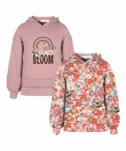 Discount 🧨 Trend Blossoms Orange & Dusty Pink 'Bloom' Rainbow & Floral Butterfly Hoodie Set - 👧 Girls 🌟
