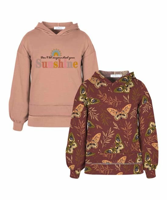 Best Pirce ❤️ Trend Blossoms Rust Red & Dusty Coral 'Don't Let Anyone' Hoodie Set - 👧 Girls 👍 3 Best Pirce ❤️ Trend Blossoms Rust Red & Dusty Coral 'Don't Let Anyone' Hoodie Set - 👧 Girls 👍