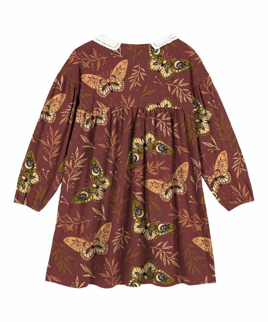 New ๐ฅ Trend Blossoms Rust Red & Apricot Leaf Butterfly Lace-Collar Babydoll ๐ Dress - ๐ง Girls ๐ฅ 4 New ๐ฅ Trend Blossoms Rust Red & Apricot Leaf Butterfly Lace-Collar Babydoll ๐ Dress - ๐ง Girls ๐ฅ - Image 2