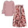Brand new 🔔 Trend Blossoms Dusty Pink Ruffle Long-Sleeve Top & Floral Bow-Accent Maxi 👗 Skirt - 👧 Girls 🔔 -Trend Blossoms-shop zu110555215 main tm1668454044
