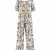 Best Pirce 🎉 Trend Blossoms Light Cream & Dark Blue Watercolor Floral Puff-Sleeve Bow-Belt Jumpsuit - 👧 Girls ⭐ -Trend Blossoms-shop zu110555221 main tm1668454044