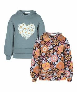 Buy 🛒 Trend Blossoms Navy & Dusty Turquoise Daisy Heart & Floral Hoodie Set - 👧 Girls 💯
