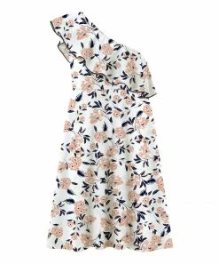 Promo 🧨 Trend Blossoms Ivory & Dusty Peach Floral Asymmetrical Sleeveless 👗 Dress - 👧 Girls ✔️