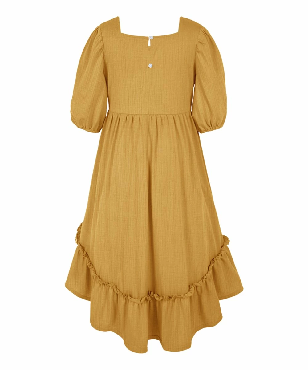 Wholesale ๐ Trend Blossoms Mustard Crinkle Hi-Low Peasant ๐ Dress - ๐ง Girls ๐ 4 Wholesale ๐ Trend Blossoms Mustard Crinkle Hi-Low Peasant ๐ Dress - ๐ง Girls ๐ - Image 2
