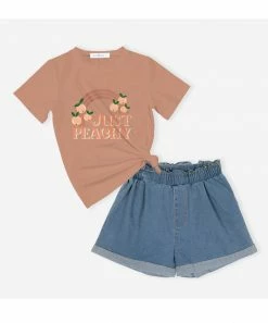 Coupon ✔️ Trend Blossoms Dusty Coral 'Just Peachy' Graphic Tee & Denim High-Waist Shorts - 👧 Girls ✔️ 8 Coupon ✔️ Trend Blossoms Dusty Coral 'Just Peachy' Graphic Tee & Denim High-Waist Shorts - 👧 Girls ✔️ -Trend Blossoms-shop zu110725037 alt 2 tm1668627310