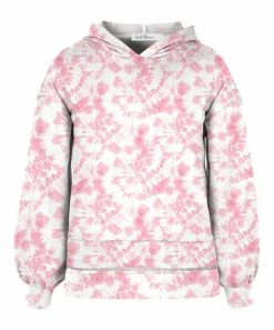 Cheap 🎉 Trend Blossoms White & Light Pink Tie-Dye Puff-Sleeve Hoodie - 👧 Girls 😍