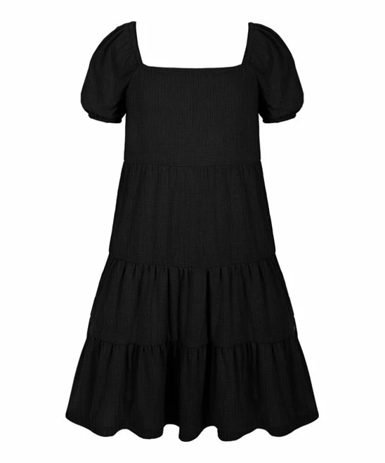 Best deal ๐ Trend Blossoms Black Crinkle Tiered Puff-Sleeve Peasant ๐ Dress - ๐ง Girls โญ 3 Best deal ๐ Trend Blossoms Black Crinkle Tiered Puff-Sleeve Peasant ๐ Dress - ๐ง Girls โญ