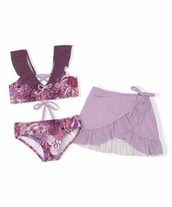 Best Sale ❤️ Trend Blossoms Dusty Orchid & Dusty Pink Floral Flutter-Sleeve 👙 Bikini Set - 👧 Girls 👏 -Trend Blossoms-shop zu110725551 alt 1 tm1669072878