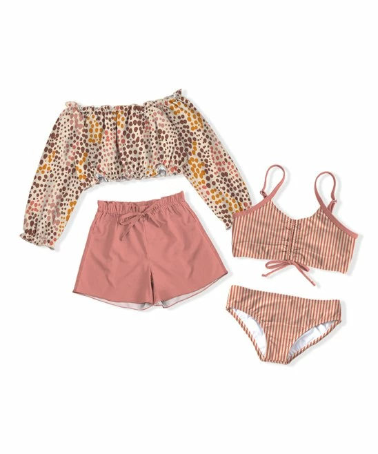 Brand new โจ Trend Blossoms Cream & Dusty Coral Dots & Stripe ๐ Bikini Set - ๐ง Girls โจ 4 Brand new โจ Trend Blossoms Cream & Dusty Coral Dots & Stripe ๐ Bikini Set - ๐ง Girls โจ - Image 2