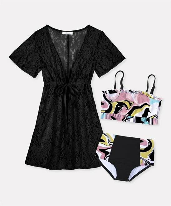 Top 10 ๐ฏ Trend Blossoms Dusty Pink & Black Abstract Bandeau High-Waist ๐ Bikini Set - ๐ง Girls ๐คฉ 4 Top 10 ๐ฏ Trend Blossoms Dusty Pink & Black Abstract Bandeau High-Waist ๐ Bikini Set - ๐ง Girls ๐คฉ - Image 2