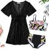 Top 10 💯 Trend Blossoms Dusty Pink & Black Abstract Bandeau High-Waist 👙 Bikini Set - 👧 Girls 🤩 -Trend Blossoms-shop zu110725556 main tm1669072878