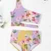 Wholesale ⌛ Trend Blossoms Lavender & Pink Floral Asymmetrical Cut-Out High-Waist 👙 Bikini - 👧 Girls ✔️ -Trend Blossoms-shop zu110725656 main tm1669072878